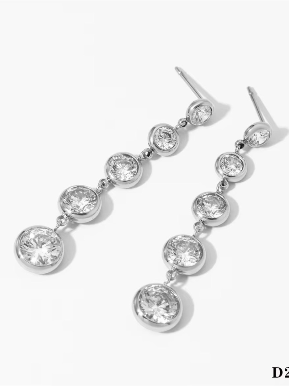 Clear Crystal Linear Drop Earrings in Silver-Tone
